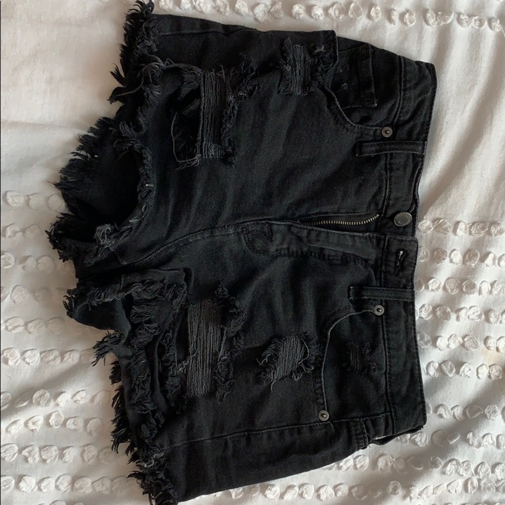 Black jean shorts